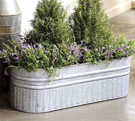 galvanised metal box|galvanized metal wall plant container.